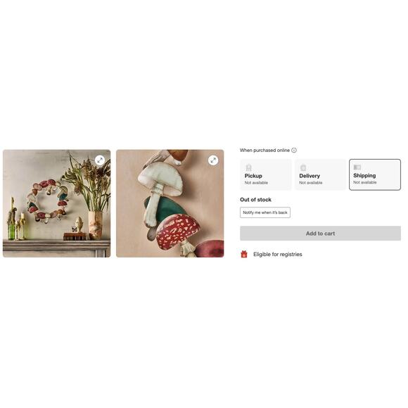 Mushroom Metal Wreath John Derian for Target ~ NWT - Picture 5 of 5